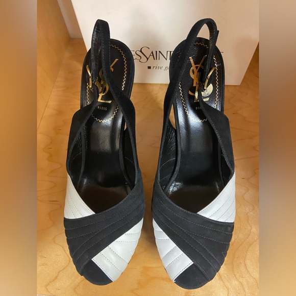 YSL YVES SAINT LAUREN WOMEN LEATHER HEELS/ SHOES MADE IN ITALY SIZE 41 - Picture 5 of 7